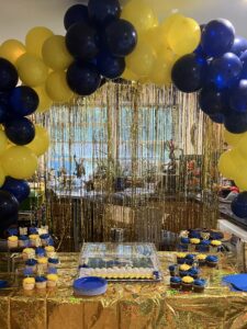 Hal's 90th birthday - cake and balloons