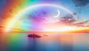 Dusk,Rainbow,Concept,-,Beautiful,Landscape,With,Multi,Colored,Calm