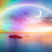 Dusk,Rainbow,Concept,-,Beautiful,Landscape,With,Multi,Colored,Calm